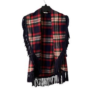 Entro Open front plaid poncho cape shawl vest. Women’s size‎ large.